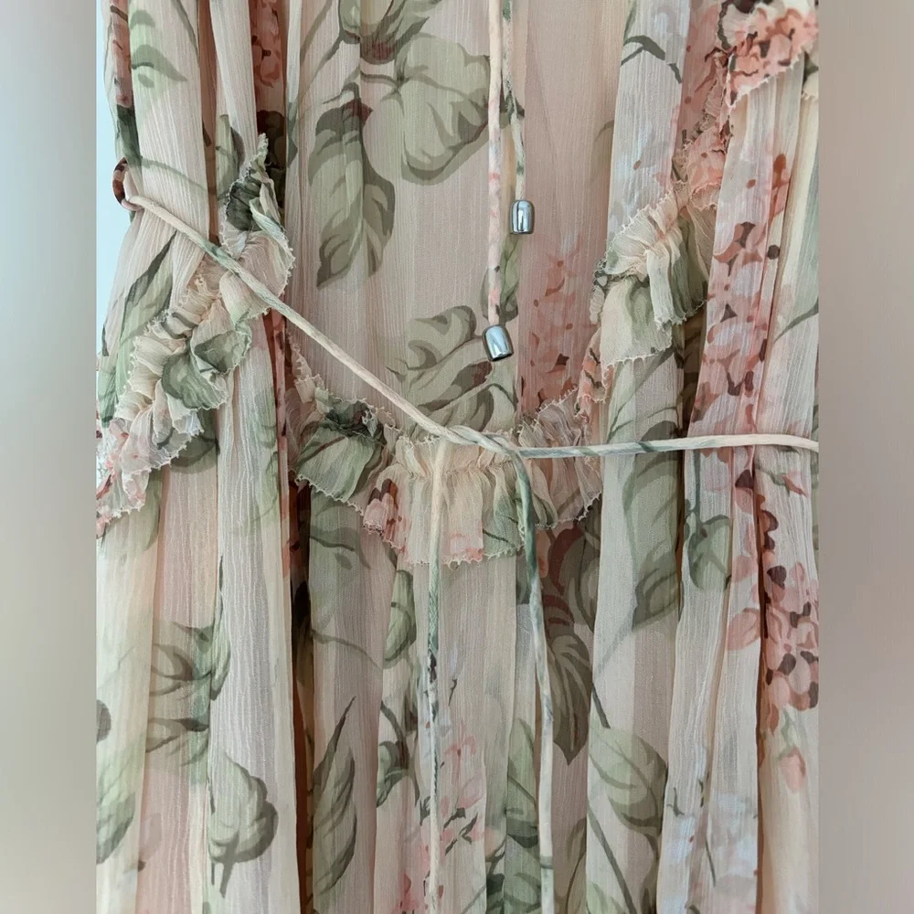 Zimmermann dress. Silk asymmetrical with ties at shoulders, with belt. - Picture 3 of 4